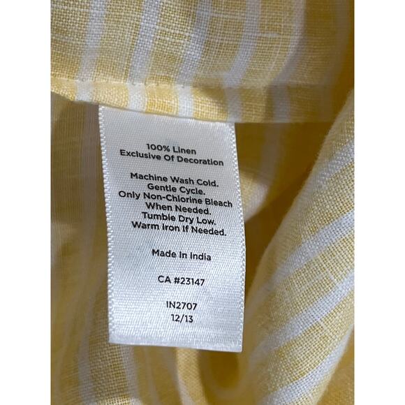 Talbots 100% Linen Yellow Striped Beaded Tunic Women's Size S Embroidery Preppy - Picture 5 of 7